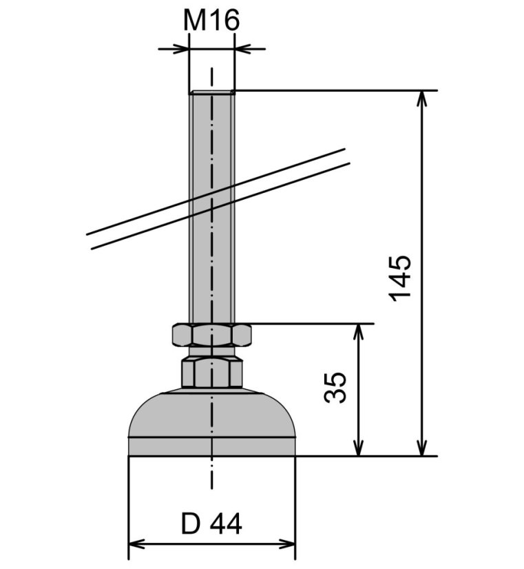 Stavitelná noha D 44 M16x145 - pozinkovaná ocel - ESD