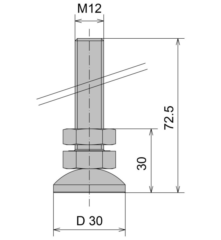 Stavitelná noha D 30 M12x72,5 - pozinkovaná ocel - ESD