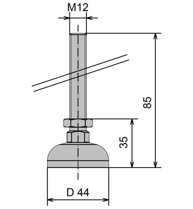Stavitelná noha D 44 M12x85 - pozinkovaná ocel - ESD